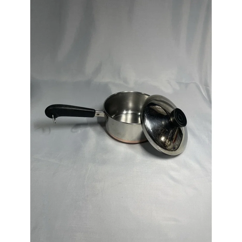 Revere Ware 1 Qt 1801 Saucepan w/ Lid Copper Bottom Cookware Sauce Pan Pot